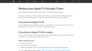 
                            6. Restore your Apple TV through iTunes - Apple Support