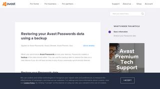 
                            6. Restoring your Avast Passwords data using a backup ...