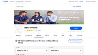 
                            8. RestorixHealth Employee Reviews for Wound Care Nurse