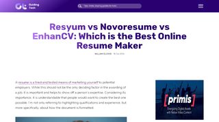 
                            2. Resyum vs Novoresume vs EnhanCV: Best Online CV Maker?