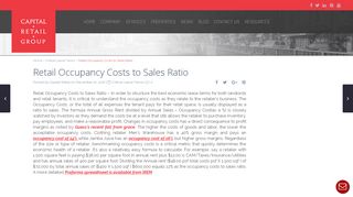 
                            8. Retail Occupancy Costs to Sales Ratio - Capital Retail