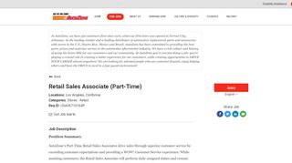 
                            6. Retail Sales Associate (Part-Time) | Los Angeles ... - AutoZone Careers