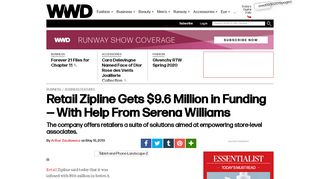 
                            8. Retail Zipline Gets $9.6 Million, and With Help From Serena Williams ...