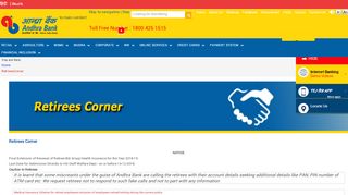 
                            3. Retirees Corner - Andhra Bank