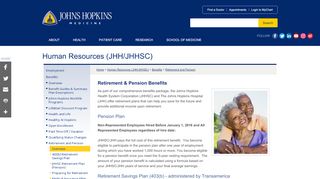 
                            8. Retirement & Pension Benefits | Human Resources | Johns Hopkins ...