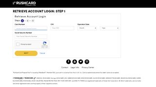 
                            4. Retrieve Account Login: Step 1 | RushCard: Prepaid Visa Card