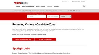 
                            8. Return Visitor Log in - jobs.cvshealth.com