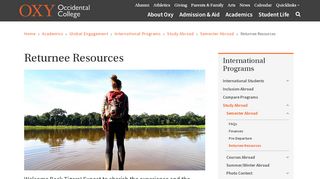 
                            7. Returnee Resources | Occidental College