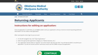 
                            3. Returning Applicants | Oklahoma Medical Marijuana Authority | State ...