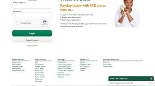 
                            2. Returning Customer Login - ACE Cash Express