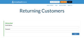 
                            1. Returning Customers - Arrowhead Advance