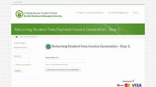 
                            7. Returning Student Fees Payment Invoice Generation - Step 1 ...