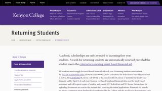 
                            1. Returning Students · Kenyon College