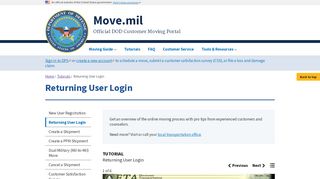 
                            2. Returning User Login | Move.mil