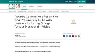 
                            7. Reuters Connect to offer end-to-end Productivity Suite with partners ...