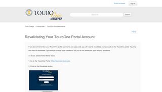 
                            5. Revalidating Your TouroOne Portal Account – Touro College