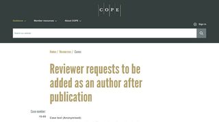 
                            10. Reviewer requests to be added as an author after publication ...