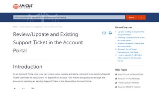 
                            9. Review/Update and Existing Support Ticket in the Account Portal ...