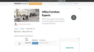 
                            2. Ricoh - Aficio MP 161 default passwords