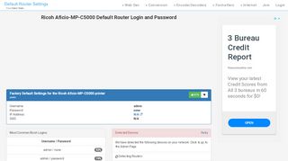 
                            9. Ricoh Aficio-MP-C5000 Default Router Login and …