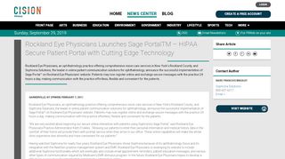 
                            9. Rockland Eye Physicians Launches Sage PortalTM – HIPAA Secure ...