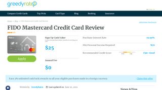 
                            9. Rogers FIDO Mastercard Credit Card Review | Greedyrates.ca