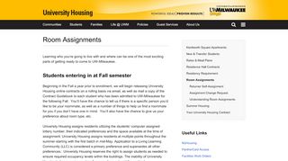 
                            2. Room Assignments - University of Wisconsin-Milwaukee