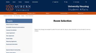 
                            5. Room Selection - Apply - AU Housing - Auburn University