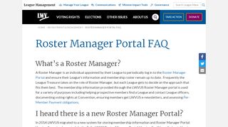 
                            1. Roster Manager Portal FAQ | League of Women Voters