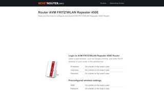 
                            1. Router AVM FRITZ!WLAN Repeater 450E - …