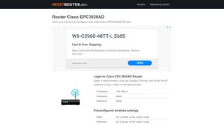 
                            9. Router Cisco EPC3928AD - How to Reset and Configure a ...
