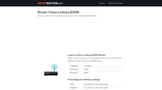 
                            7. Router Cisco Linksys-E2500 - ResetRouter - How to Reset …