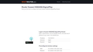 
                            9. Router Huawei HG8245Q DigicelPlay - ResetRouter