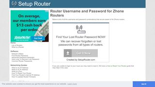 
                            2. Router Username and Password for Zhone Routers