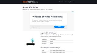 
                            5. Router ZTE MF90 - How to Reset and Configure a Network Router