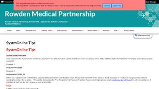 
                            3. Rowden Medical Partnership - SystmOnline Tips