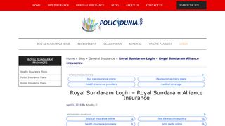 
                            4. Royal Sundaram Login Page | New User Registration Process