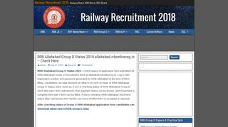 
                            8. RRB Allahabad Group D Status 2018 allahabad.rrbonlinereg ...