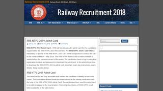 
                            1. RRB NTPC 2019 Admit Card - Railway Recruitment 2018