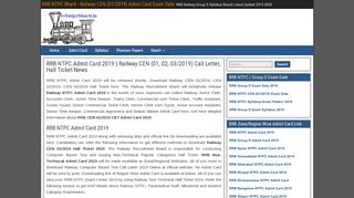 
                            8. RRB NTPC Admit Card 2019 | Railway CEN (01, …