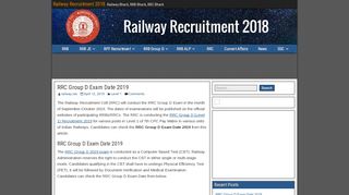 
                            3. RRC Group D Exam Date 2019 - Railway Recruitment 2018