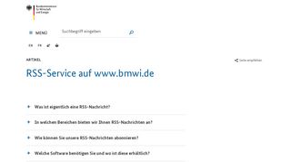 
                            9. RSS-Service auf www.bmwi.de - BMWi