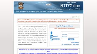 
                            8. RTI Online :: Home | Submit RTI Request | Submit RTI First Appeal ...
