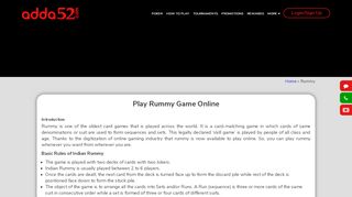 
                            3. Rummy Online | Play Indian Rummy Games at Adda52.com