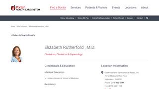 
                            7. Rutherford Elizabeth, MD | Find a Doctor | Porter Health Care System ...
