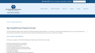 
                            5. Rutherford Regional My HealthPoint Patient Portal
