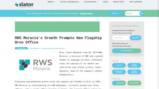 
                            6. RWS Moravia's Growth Prompts New Flagship Brno Office | Slator