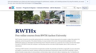
                            5. RWTHx - Free Courses from RWTH Aachen University | edX