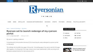 
                            7. Ryerson set to launch redesign of my.ryerson portal - Ryersonian.ca