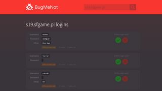 
                            6. s19.sfgame.pl passwords - BugMeNot